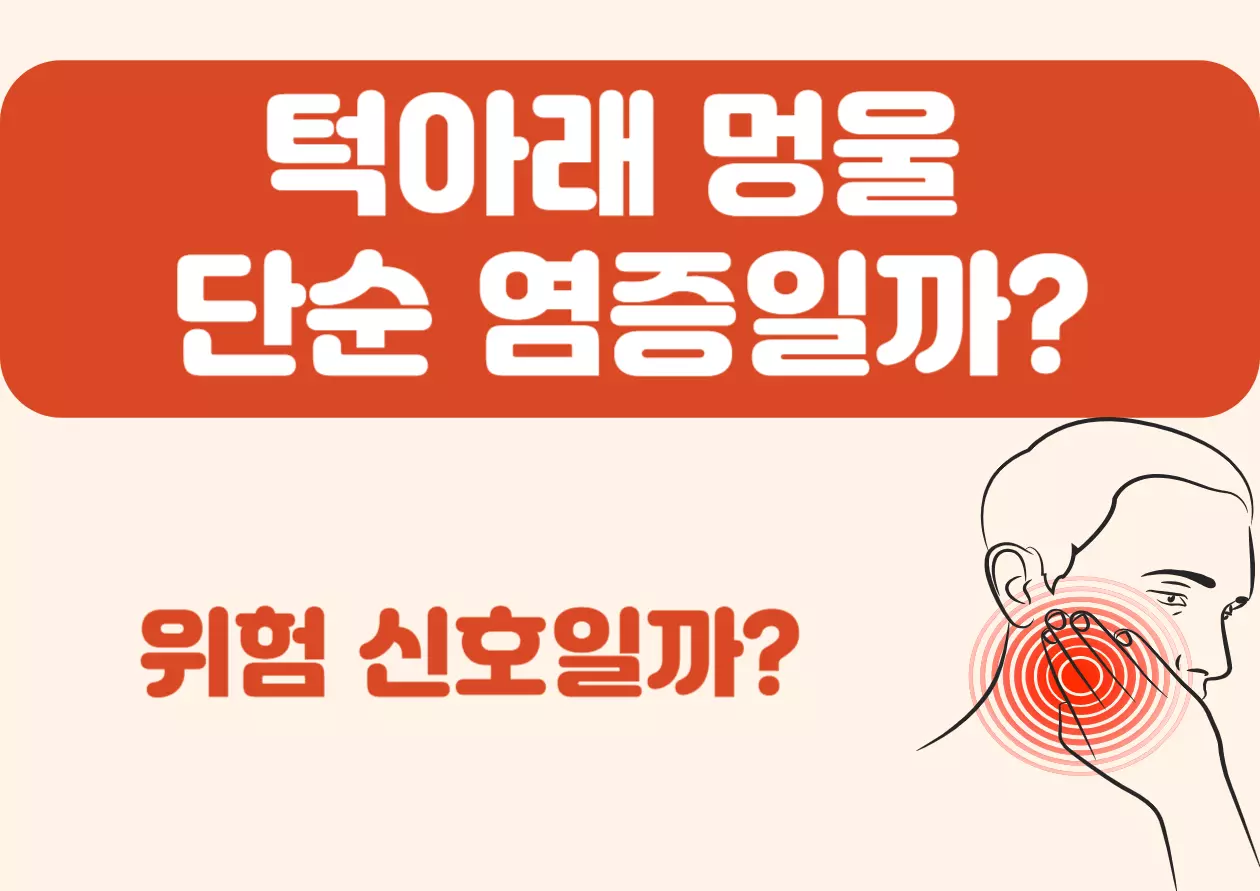 턱아래 멍울 단순 염증일까? 위험 신호일까? 턱아래에서 느껴지는 작은 멍울, 혹시 걱정되시나요? 손으로 만져질 때마다 '이게 단순한 염증일까, 아니면 심각한 문제일까?' 하는 불안감이 들 수 있어요. 물론, 멍울의 모양과 크기, 통증 유무에 따라 꼭 병원의 진단이 필요한 경우도 있어요. 이 글에서는 턱아래 멍울의 주요 원인부터 자가 점검 방법, 병원에 가야 할 때를 알려드릴게요.