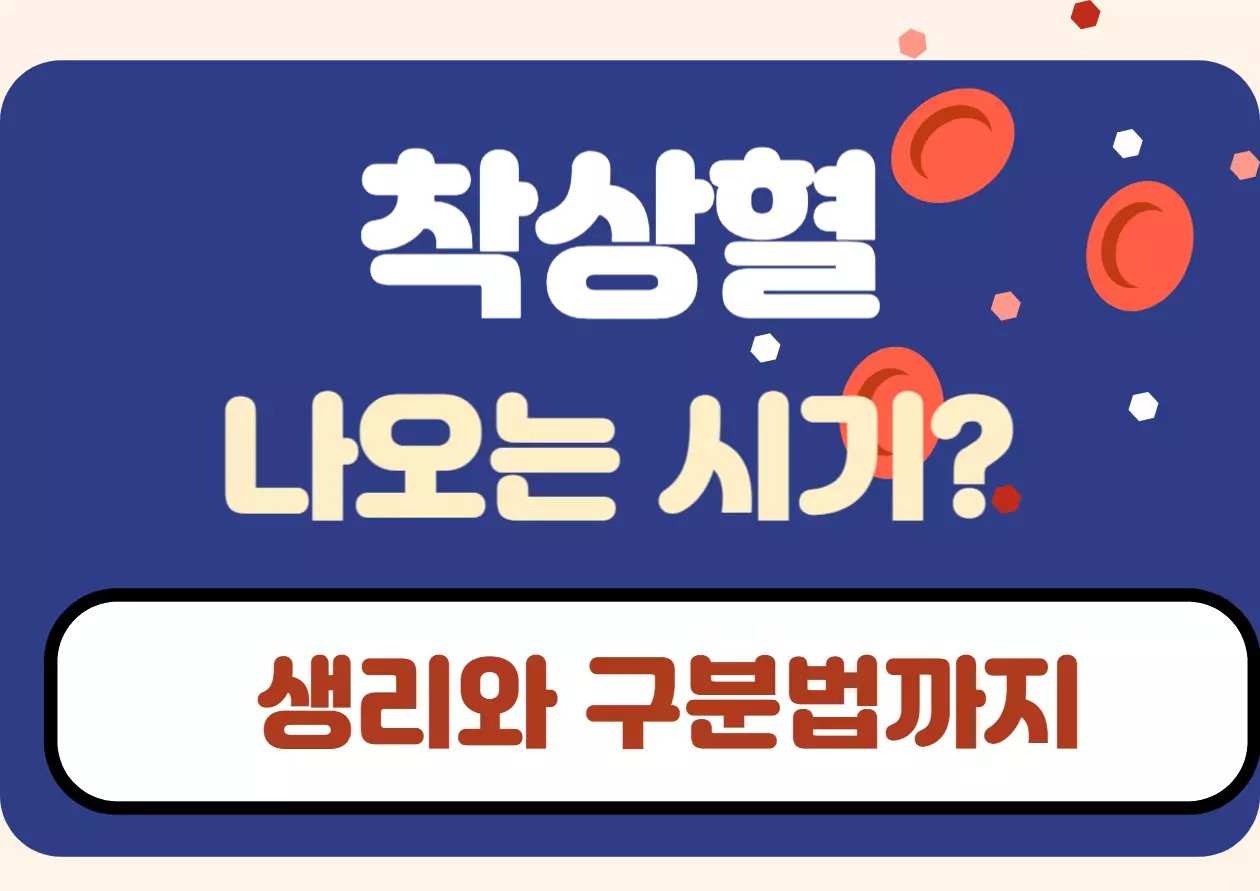 착상혈이 나오는 시기와 생리와의 구분법을 안내하는 카드형 인포그래픽