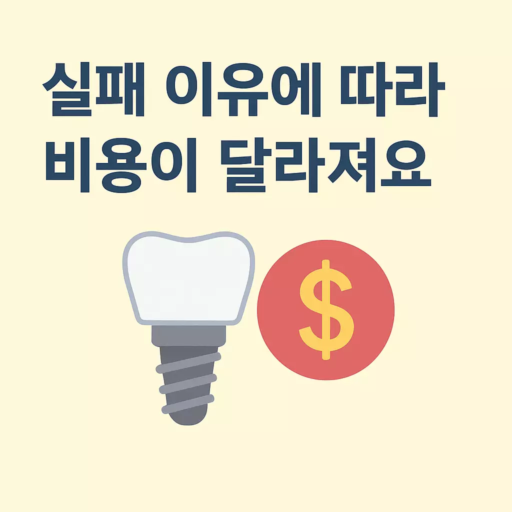 임플란트 실패 원인에 따른 재수술 비용 변화 시각화 이미지