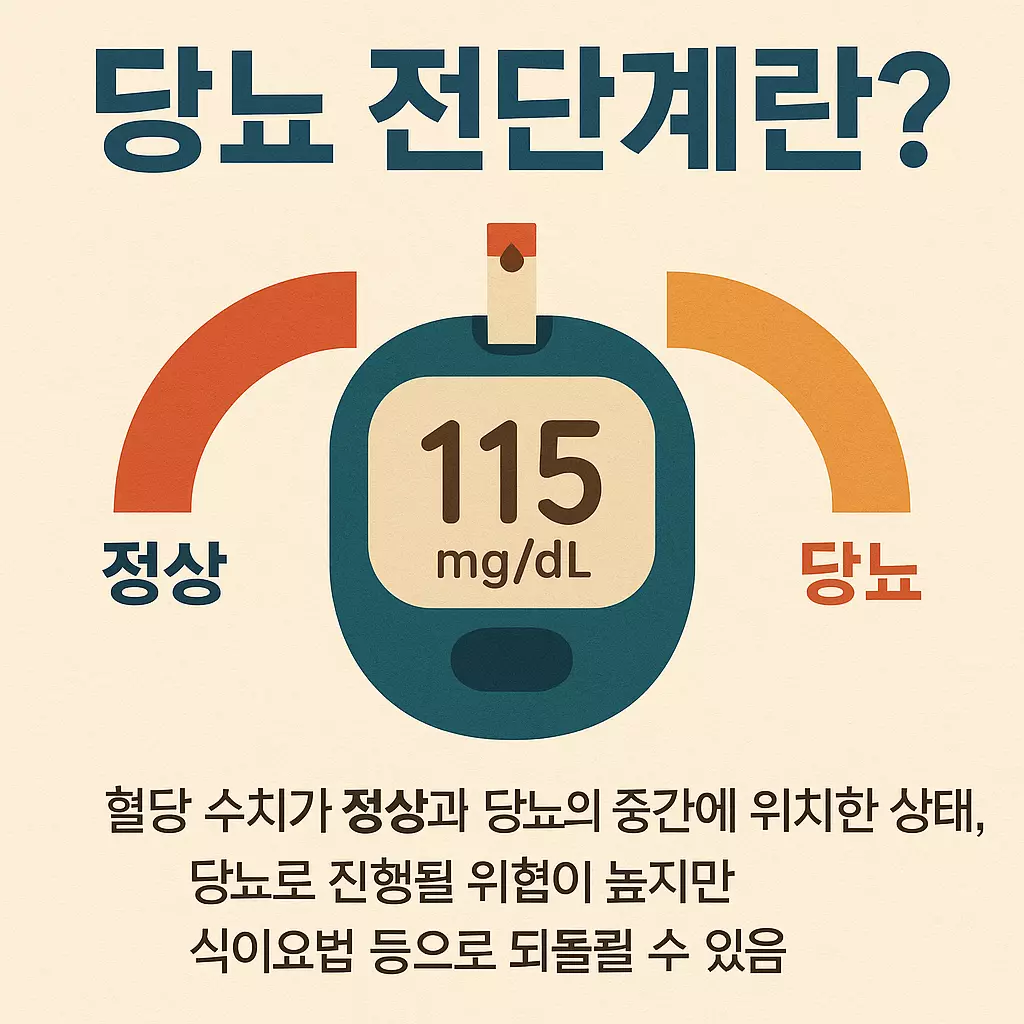 당뇨 전단계의 정의와 혈당 수치 범위를 설명하는 일러스트