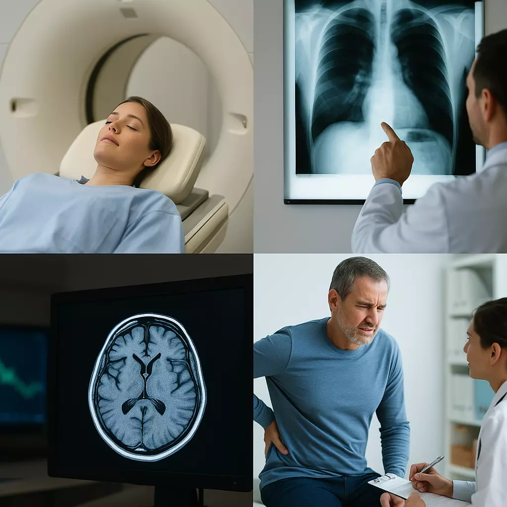 MRI 검사실에서 환자가 기계 안으로 들어가는 장면