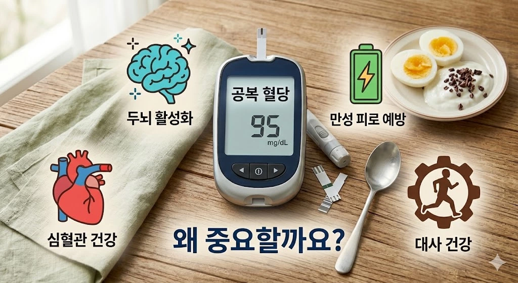 공복 혈당 수치 관리의 중요성 및 당뇨 예방 인포그래픽
