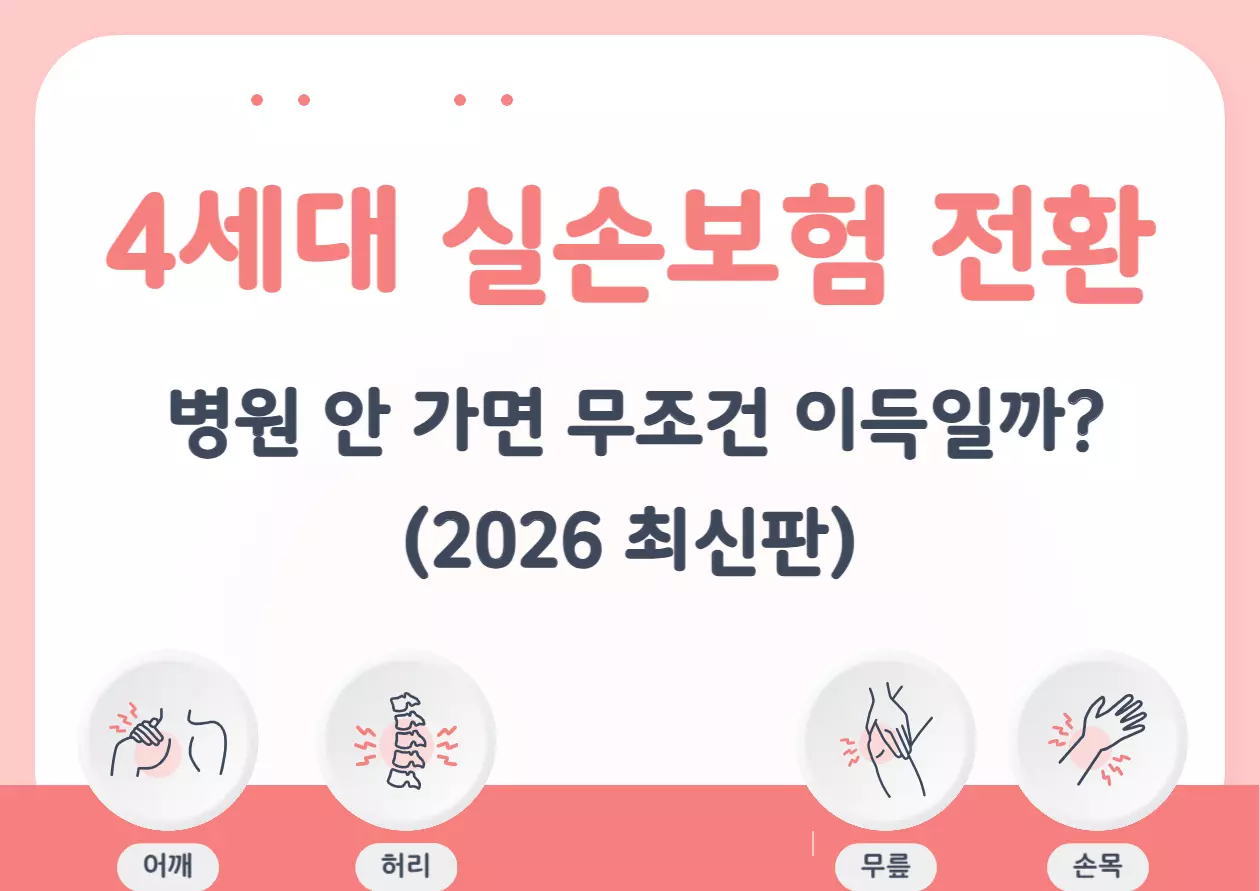 4세대 실손보험 전환 장단점 및 2026년 최신 비교 가이드