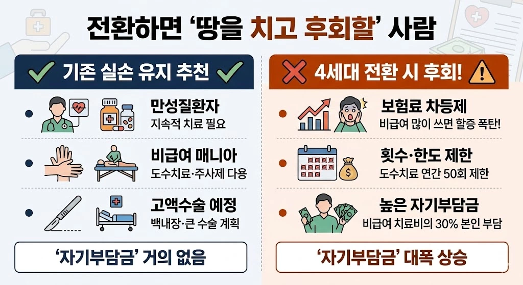 4세대 실손보험 전환 시 주의사항 및 기존 보험 유지 추천 대상